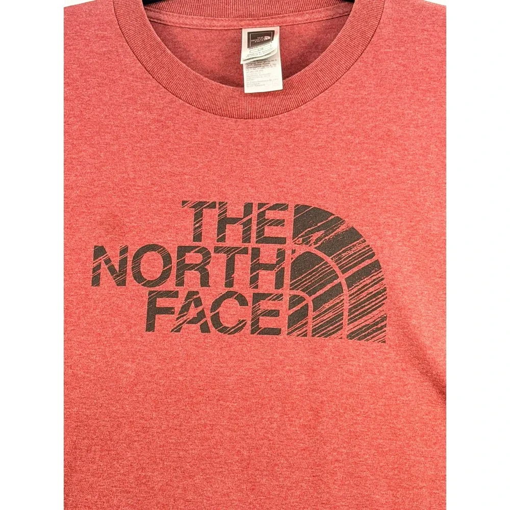 The North Face Mens Graphic Logo T-Shirt Heather Red Short Sleeve Size Large